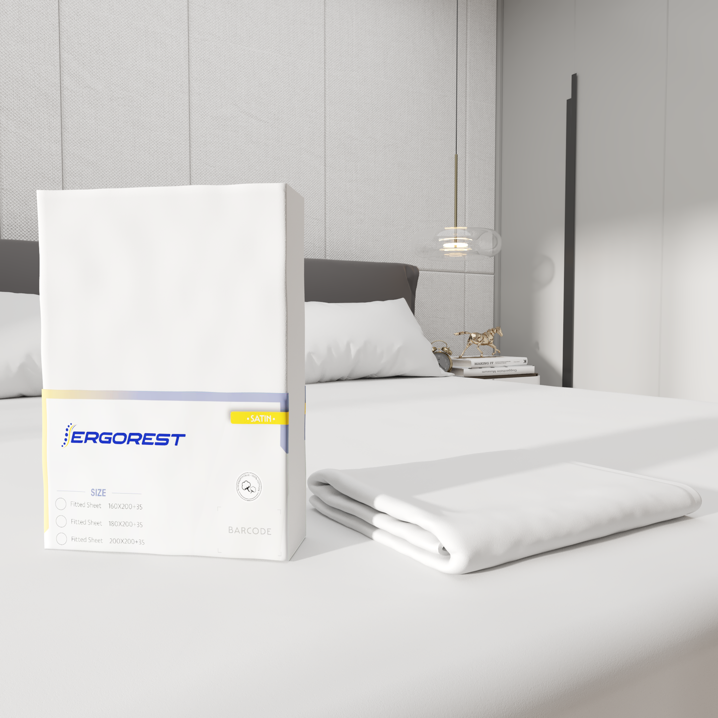 Plahte Ergorest Cotton Satin™ – 100 % pamučna satenska plahte, snježno bijela