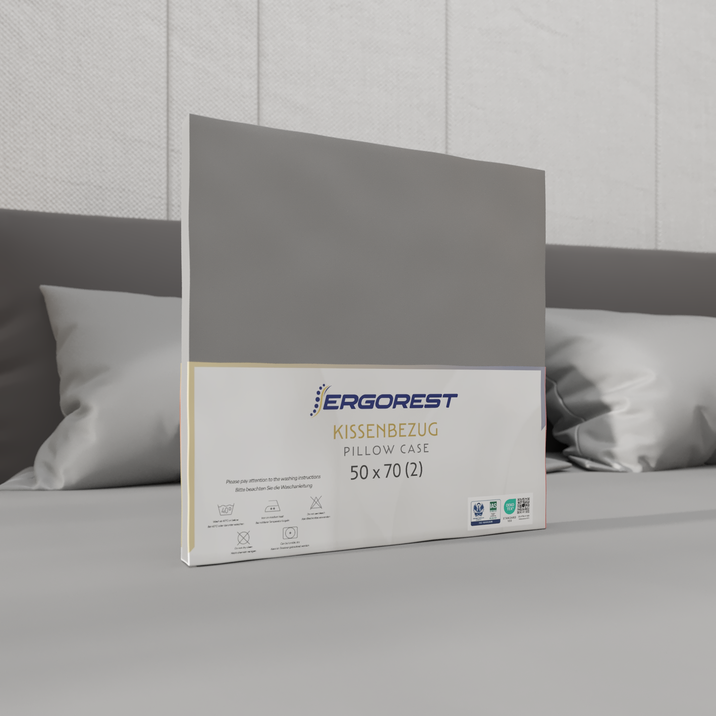 Navlaka za jastuk Ergorest Cotton Satin™ 50 x 70 cm – elegantno siva